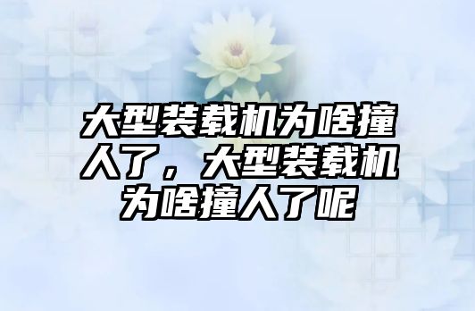 大型裝載機為啥撞人了，大型裝載機為啥撞人了呢