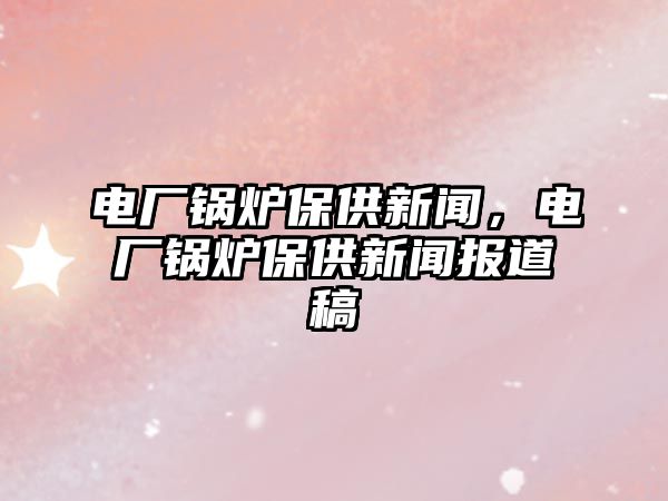 電廠鍋爐保供新聞，電廠鍋爐保供新聞報道稿