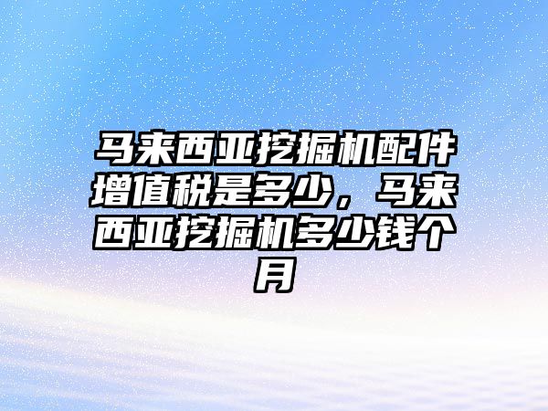 馬來西亞挖掘機配件增值稅是多少，馬來西亞挖掘機多少錢個月