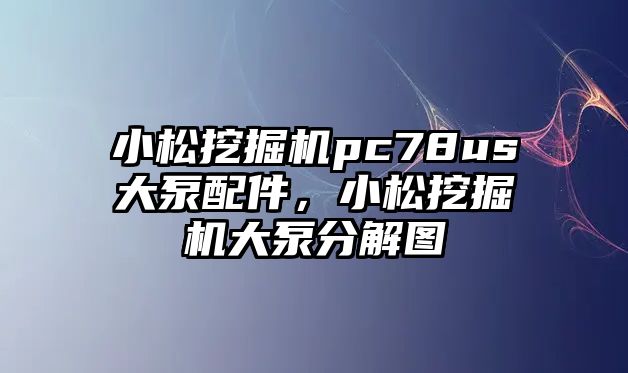 小松挖掘機(jī)pc78us大泵配件，小松挖掘機(jī)大泵分解圖