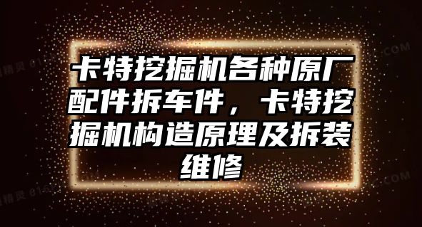 卡特挖掘機各種原廠配件拆車件，卡特挖掘機構(gòu)造原理及拆裝維修