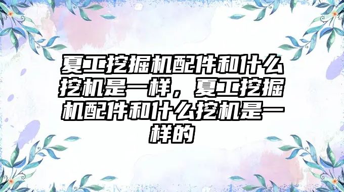 夏工挖掘機配件和什么挖機是一樣，夏工挖掘機配件和什么挖機是一樣的