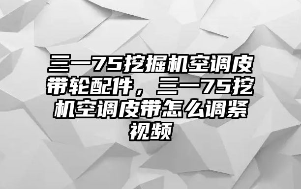 三一75挖掘機空調皮帶輪配件，三一75挖機空調皮帶怎么調緊視頻