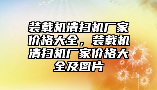 裝載機清掃機廠家價格大全，裝載機清掃機廠家價格大全及圖片