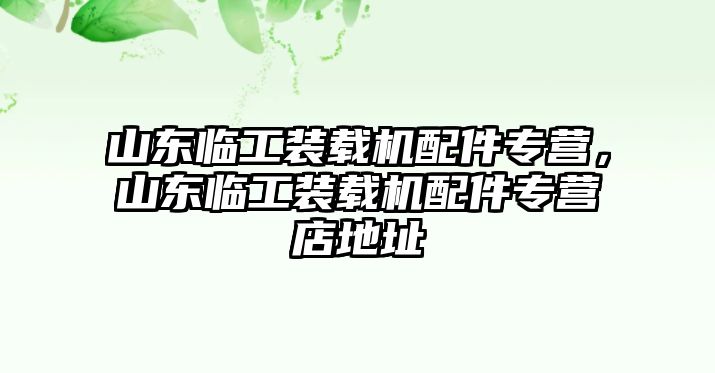 山東臨工裝載機(jī)配件專營，山東臨工裝載機(jī)配件專營店地址