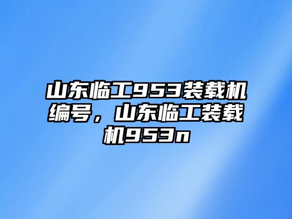 山東臨工953裝載機(jī)編號，山東臨工裝載機(jī)953n