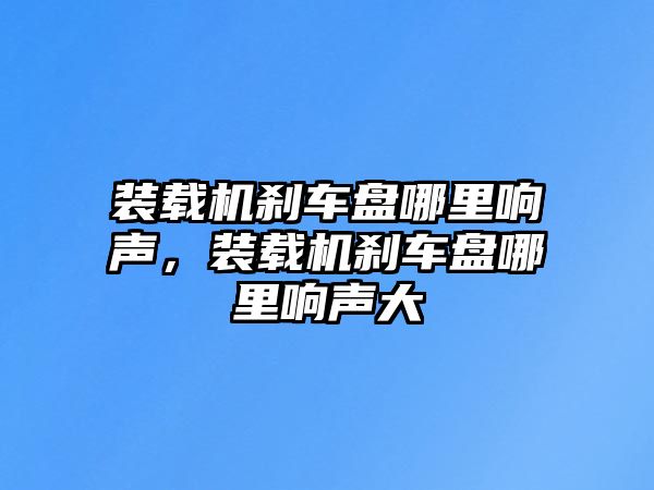 裝載機剎車盤哪里響聲，裝載機剎車盤哪里響聲大