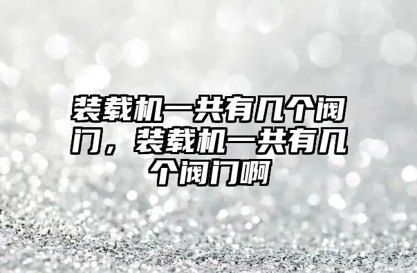 裝載機一共有幾個閥門，裝載機一共有幾個閥門啊