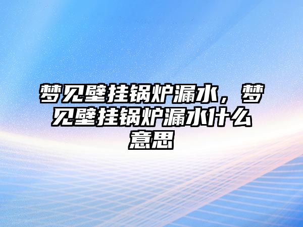 夢見壁掛鍋爐漏水，夢見壁掛鍋爐漏水什么意思