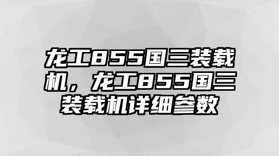 龍工855國三裝載機，龍工855國三裝載機詳細參數(shù)