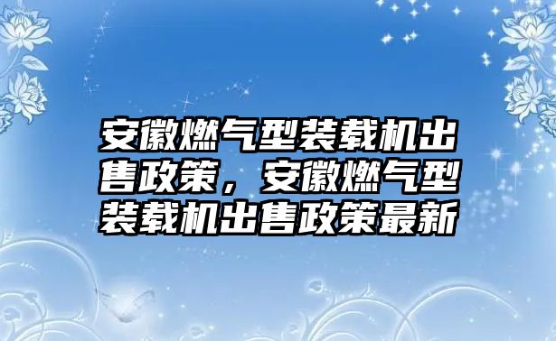 安徽燃?xì)庑脱b載機(jī)出售政策，安徽燃?xì)庑脱b載機(jī)出售政策最新