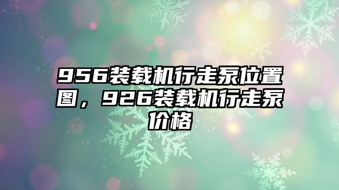 956裝載機(jī)行走泵位置圖，926裝載機(jī)行走泵價格