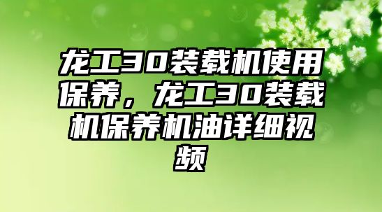 龍工30裝載機(jī)使用保養(yǎng)，龍工30裝載機(jī)保養(yǎng)機(jī)油詳細(xì)視頻