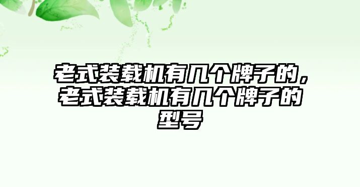 老式裝載機有幾個牌子的，老式裝載機有幾個牌子的型號