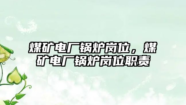 煤礦電廠鍋爐崗位，煤礦電廠鍋爐崗位職責